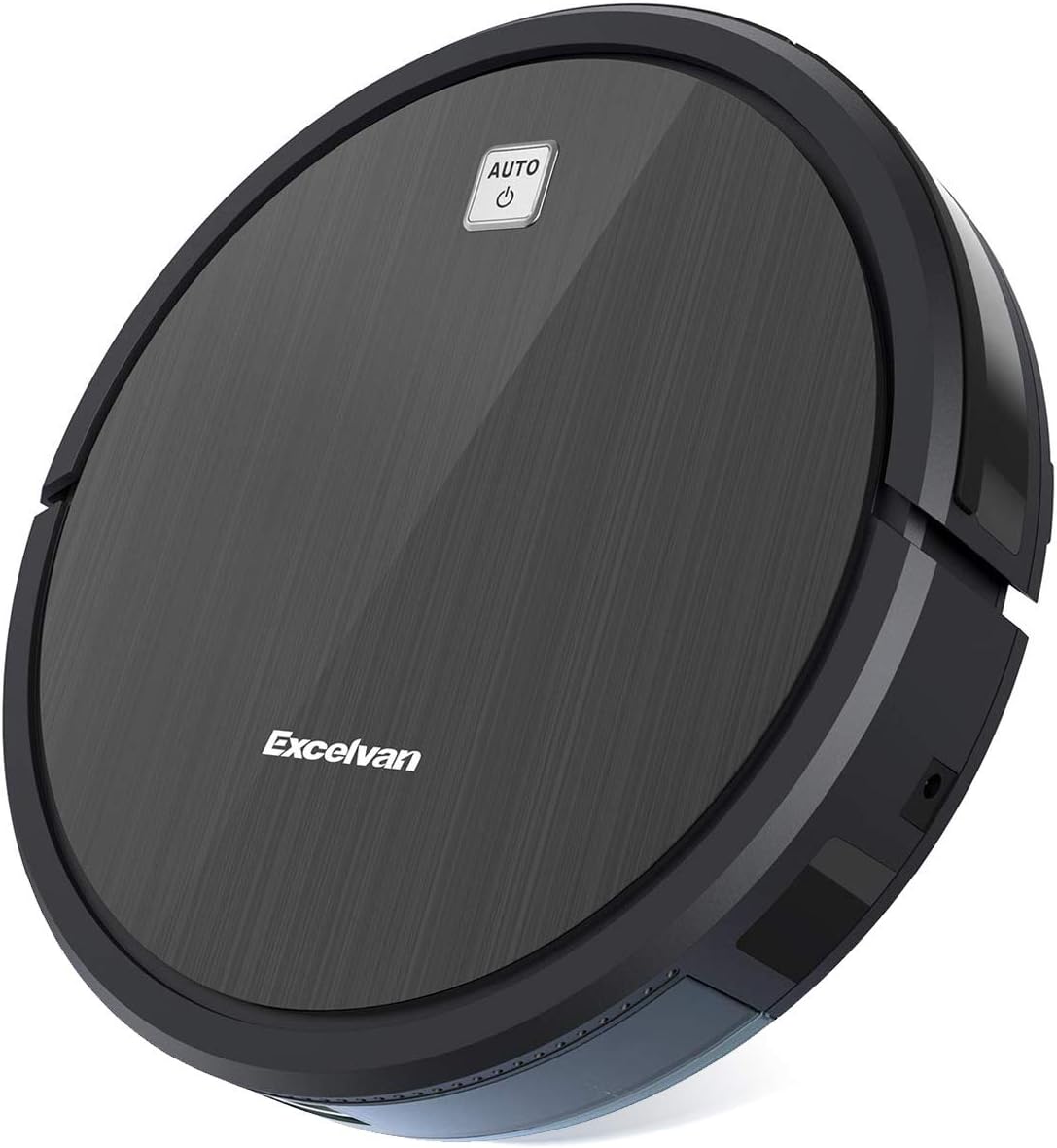 Excelvan 1600Pa Powerful Robotic Vacuum Cleaner with Self-Charging 120 Mins Battery Life,4 Cleaning Modes, Anti-Collision & Drop Sensor Robotic Vacuum for Thin Carpets and Hard Floor
