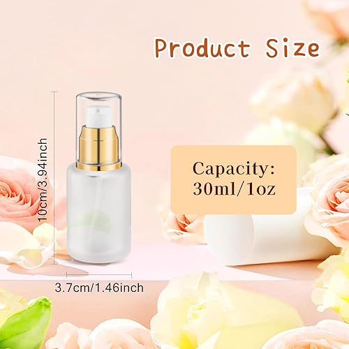 Miniatura 2 de 8 botellas de vidrio esmerilado de 1.0 fl oz/1 oz (1.0 fl oz/1 oz), dispensador de bomba recargable, frascos de loción de viaje con cabezal de bomba