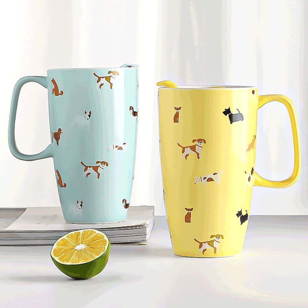 Tasse Kaffeebecher Große Klassische Kaffeetasse Mit Deckel, Niedliche Keramiktasse, Geschenk, Leicht Zu Reinigen Und Zu Halten, Multifunktionale Trinktasse Teetasse Kaffeetassen (Color : G)
