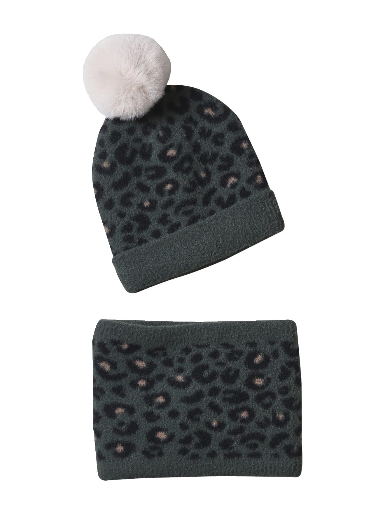 Bonnet + snood vert fille ensemble léopard Vertbaudet 8/10 ans accessoires hiver