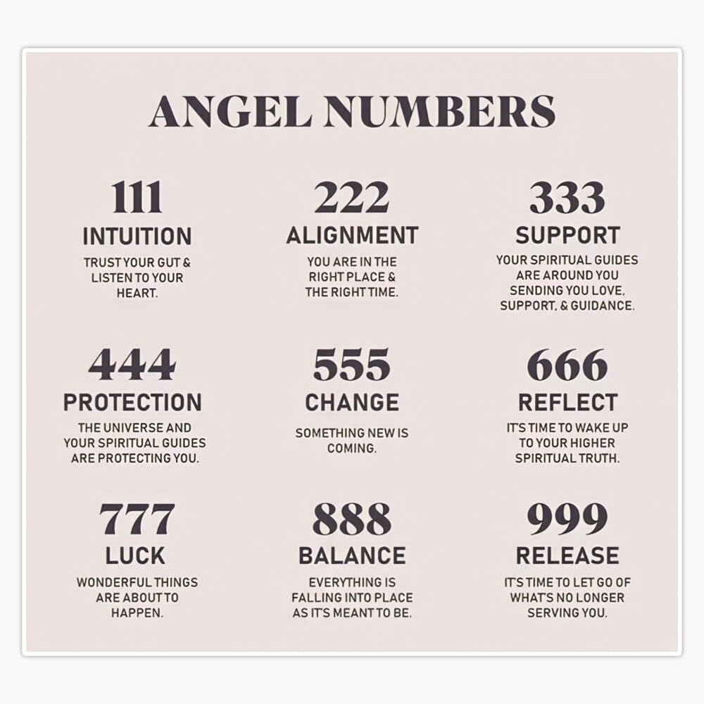 Angel Numbers Sticker Vinyl Waterproof Sticker Decal Car Laptop Wall Window Bumper Sticker 5"