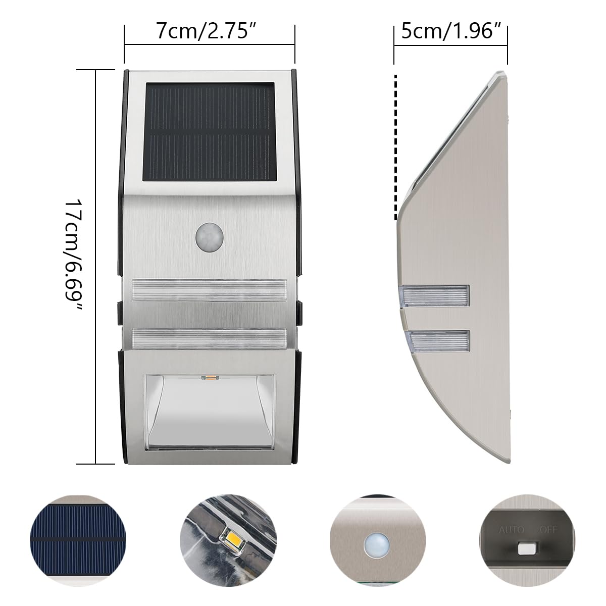 Faretto LED Solare Da Esterno Con Sensore Di Movimento PIR – 8W, IP65, Ricaricabile, Nero
