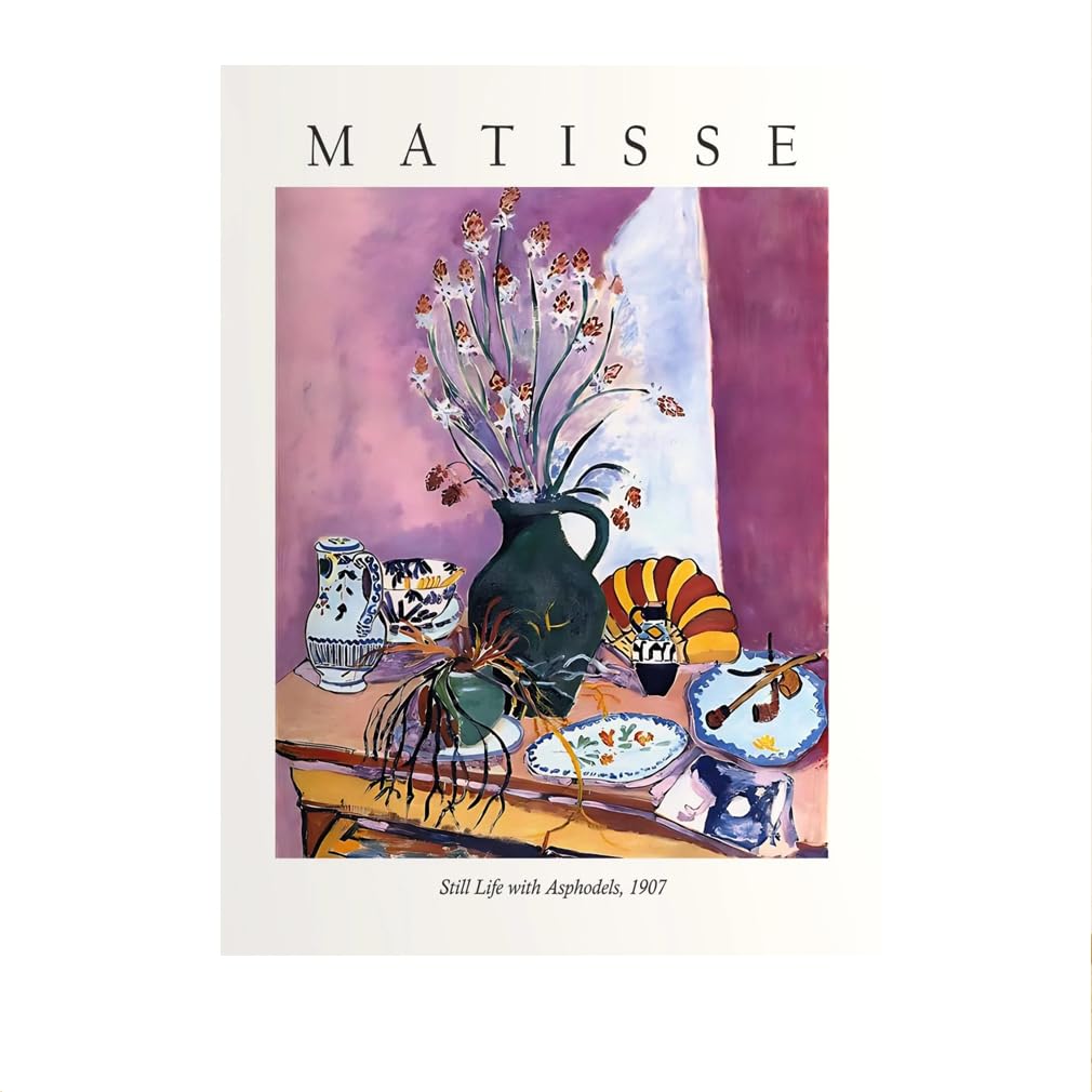 LHHJF LJHFA Henri Matisse Poster Retro Vase Still Life Wall Art And Prints Modern Henri Matisse Canvas Painting Home Decor Wall Picture 40x60cmx1 No Frame