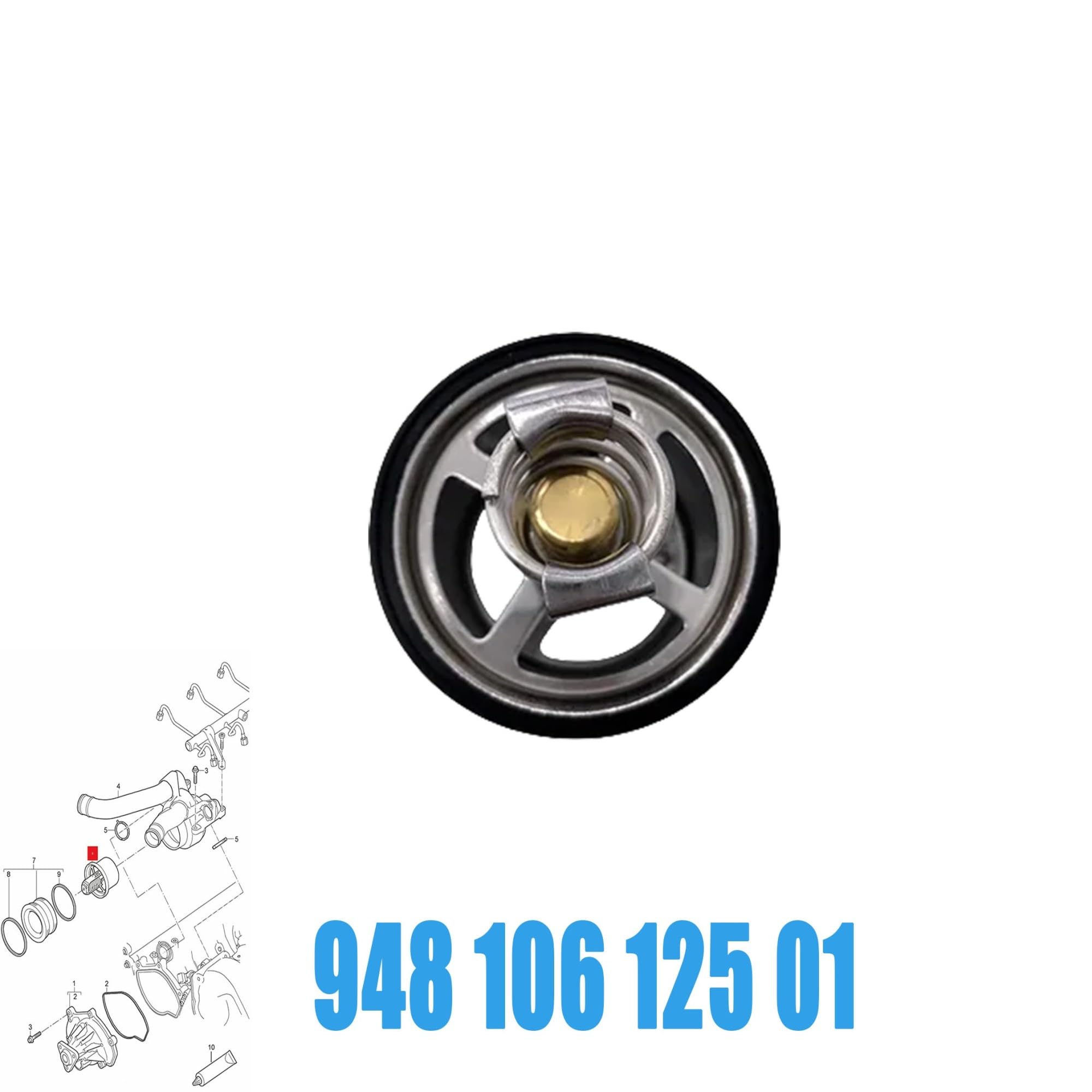 Termostat 94810612501 pasuje do obudowy termostatu pompy płynu chłodzącego silnika Porsche Cayenne 4.5 .8 V8L 948 106 125 01 OBUDOWA TERMOSTATU