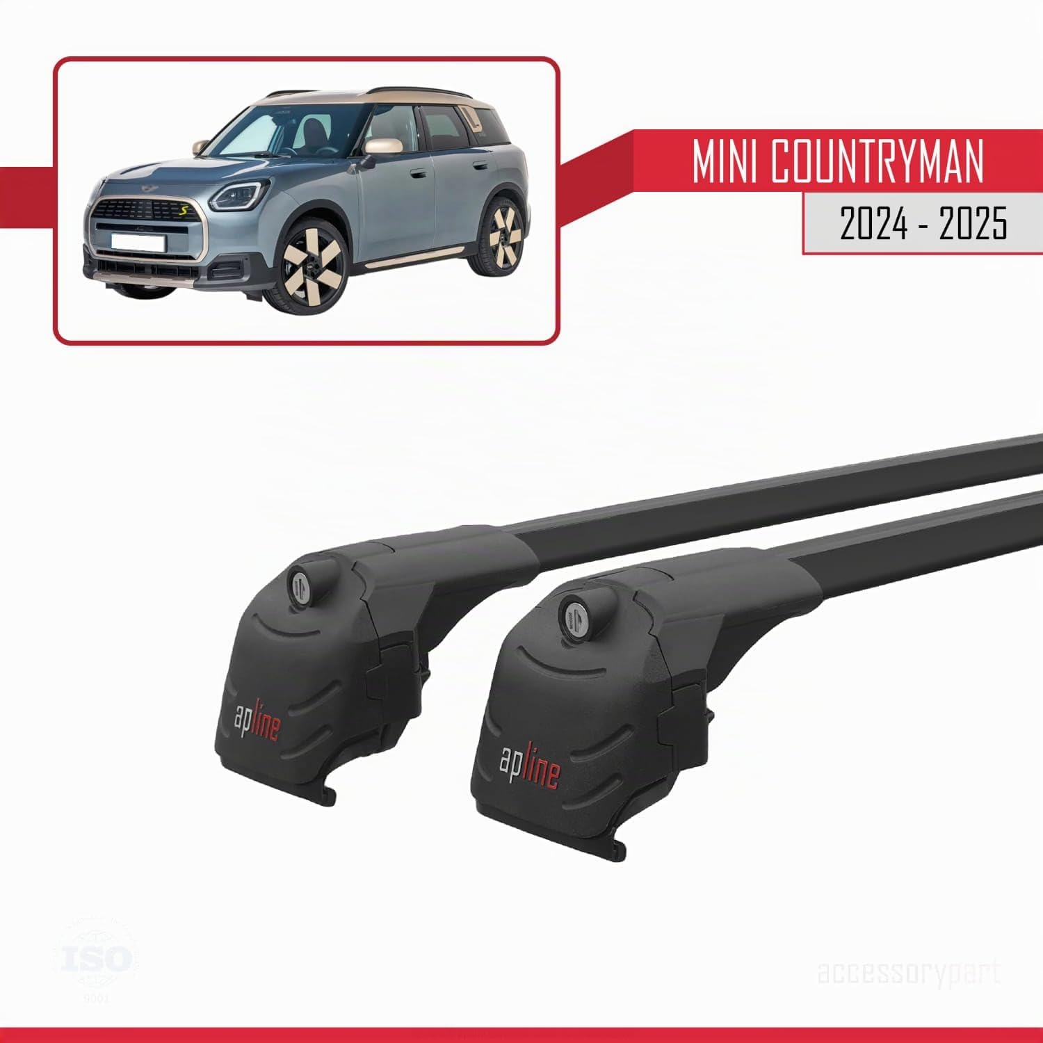 Compatibile con Mini Countryman (U25) 2024-2026 Modello ACE-2 Barre Tetto Portapacchi Auto Barre Portatutto Nero Alluminio 2 Barre