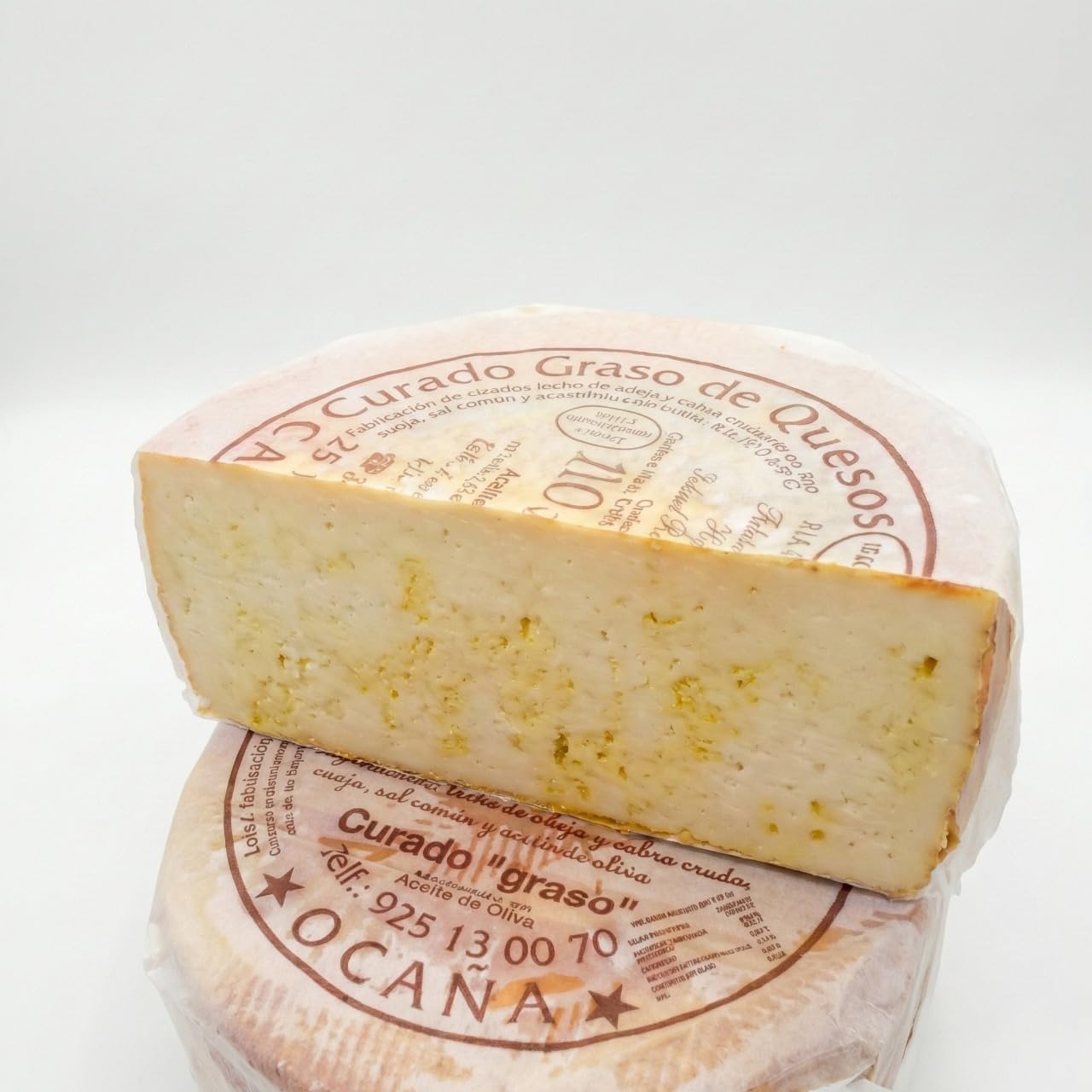 Queso de Oveja y Cabra Curado – Leche Cruda, Aceite Oliva en pasta – Fuerte y Picante – Media Pieza 1,4kg – Auténtico Ocaña | curación 5-12m, Toledo, regalo gourmet, añejo, sin pasteurizar