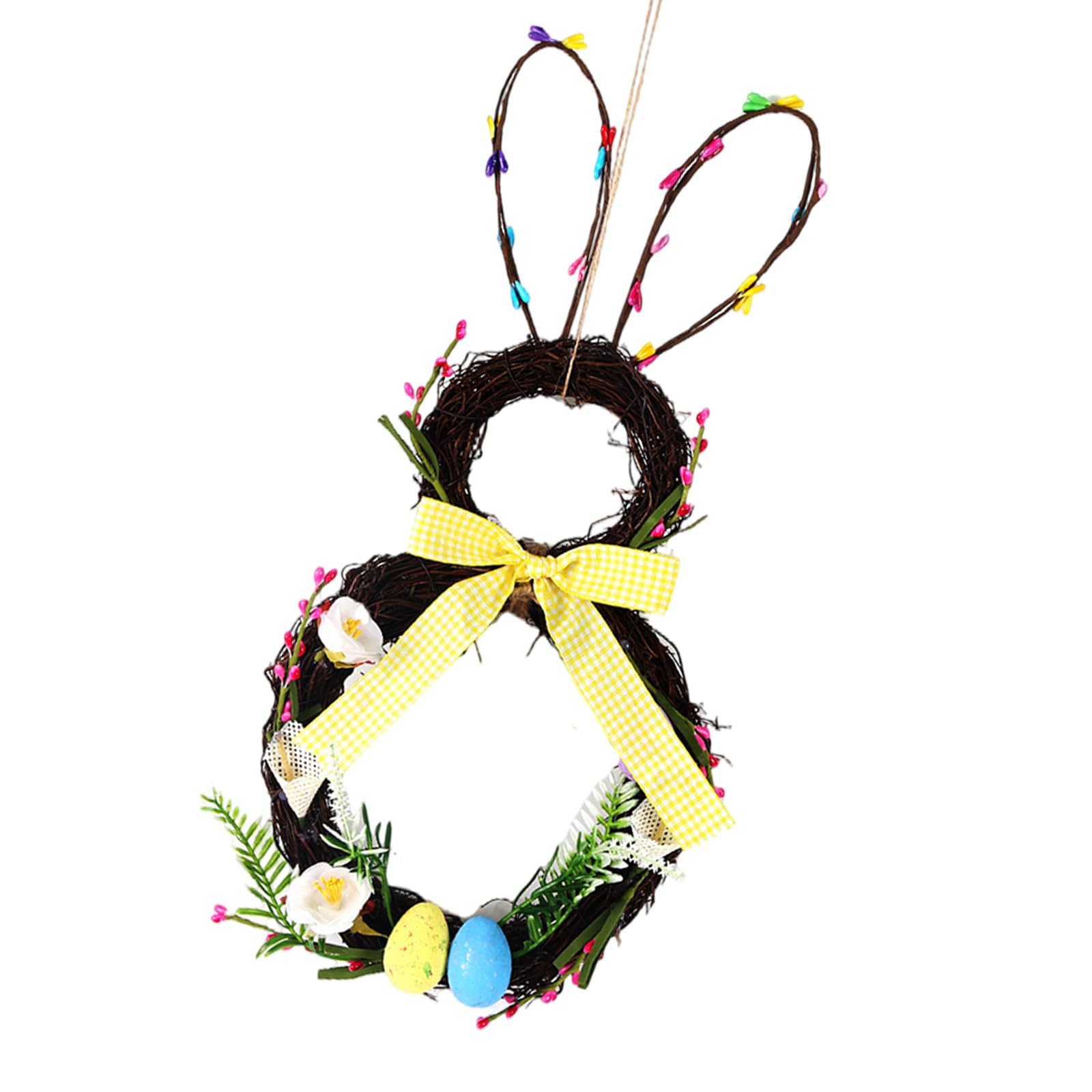 Kalttoy Artificial Flower Wreath Easters Wreath Door Hanging Decorations Bunnies Easters Door Sign Home Wall Decors Bunnies Sign