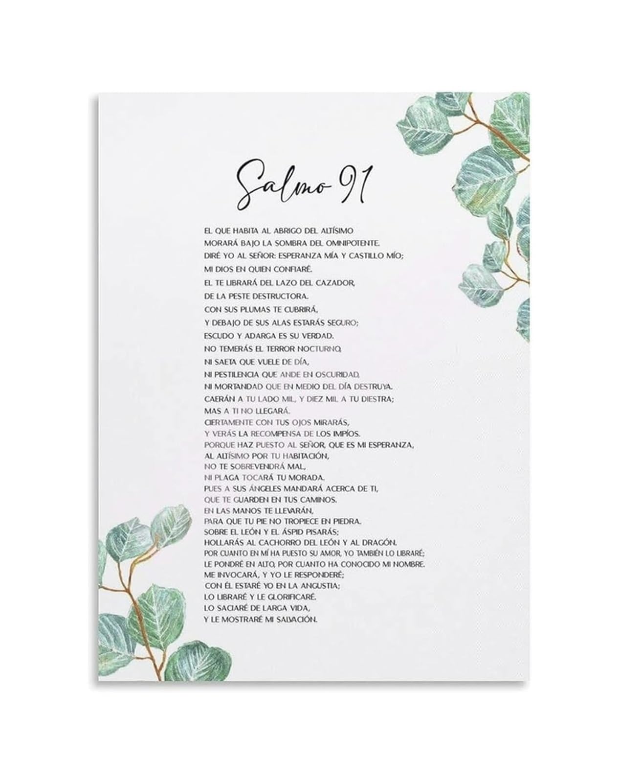 FOPURE Psalm 91 Spanish Version - Scripture Wall Decor for Christian Homes(Unframed,08x12inch(20x30cm))