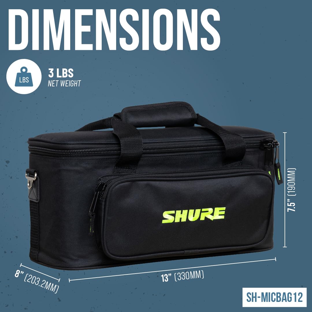 Shure by Gator Gepolsterte Mikrofontasche für bis zu 12 Mikrofone, schwarz (SH-MICBAG12)
