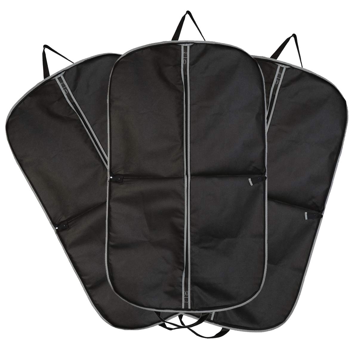 Funda de Viaje para Ropa Negra, 3 Unidades, No Tejido | Asas y Cremallera Completa, Formato 101x60cm, Bolsillo de Identificación y Ranura para Gancho