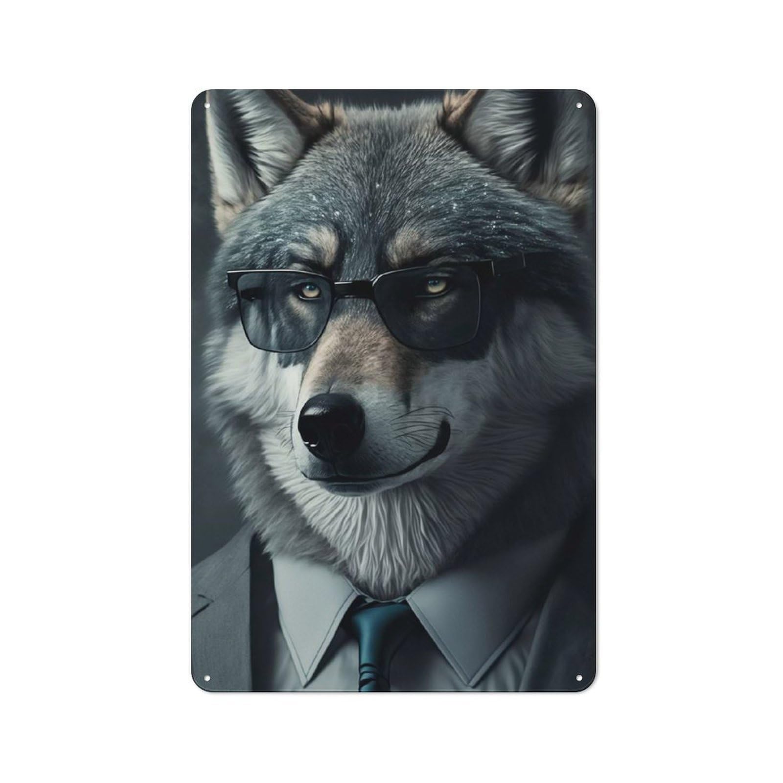 Tin Wall Plaque 30x20cm with Secret Agent Wolf for Man Cave Or Games Room, for Updating Man Cave And Games Room after Moving