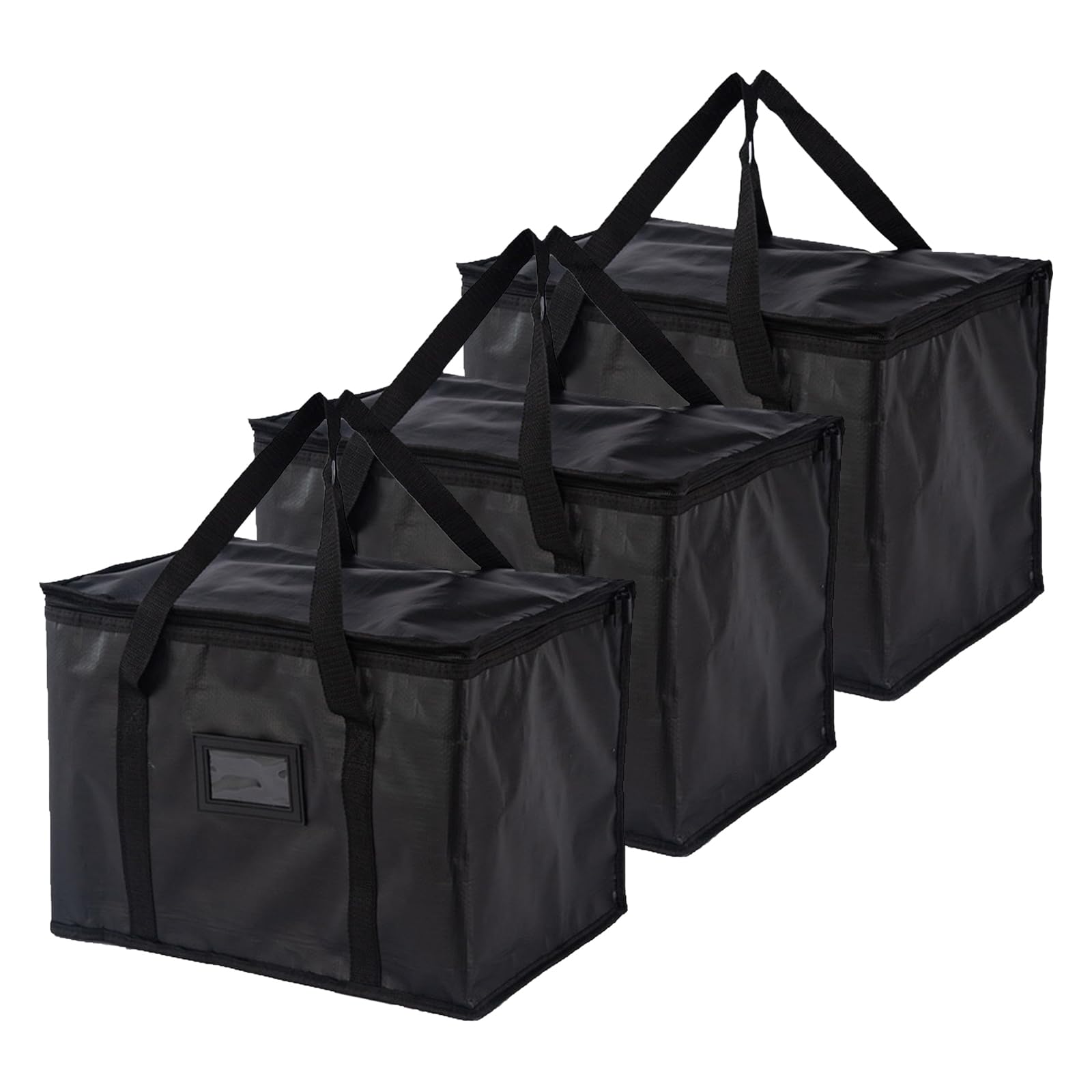 suzmei 3 Packs-40L Insulated Thermal Food Delivery Bag for Hot & Cold Meals, Large Foldable Cooler with Insulation for Picnic, Camping, Lunch & Outdoor Use (Black)