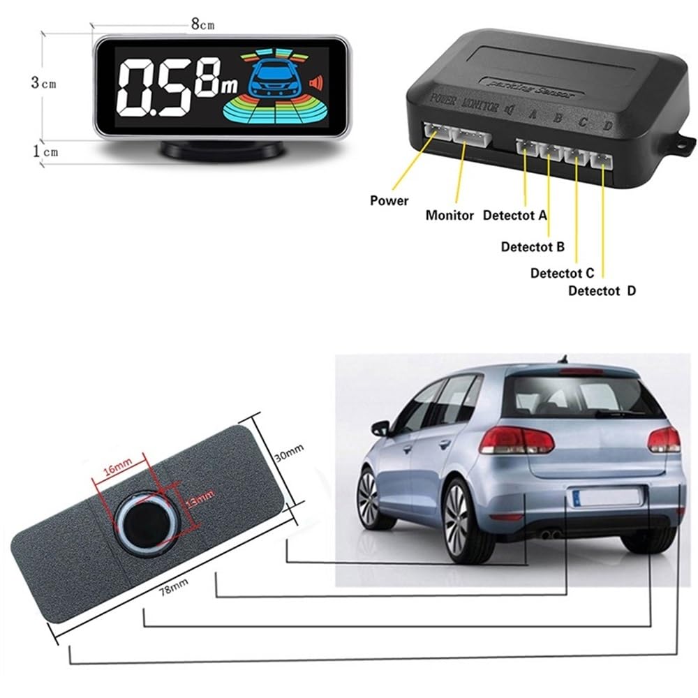 Avisador Marcha sensores Sondas de 13mm para coche, de radares de marcha atrás, pantalla, Sensor de aparcamiento para coches, detección de distancia, advertencia de sonido