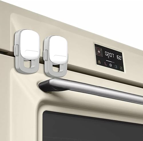 Kit a prueba de bebés, cerradura de puerta para horno, producto de seguridad a prueba de niños para cocina, doble botón, resistente al calor, fácil