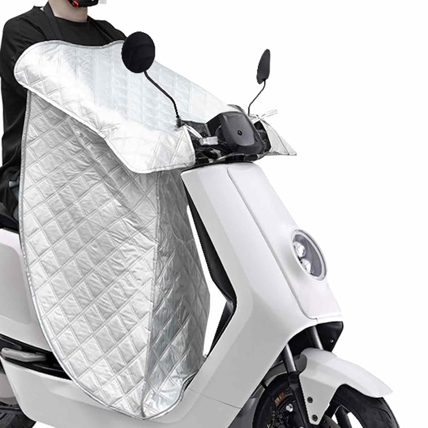 Favoto Coprigambe Invernale per Scooter – Coperta Termica Antivento e Impermeabile con Fodera Calda, Tasche e Strisce Riflettenti Universale per Scooter e Moto Argento