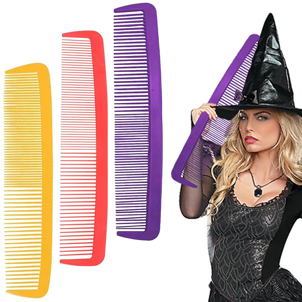 Funny Big Comb Giant Hair Styling Novelty Witch Huge Comb Halloween Clown Large Plastic Jumbo Combs Prank Supply Comedy Witch Costume 3pcs