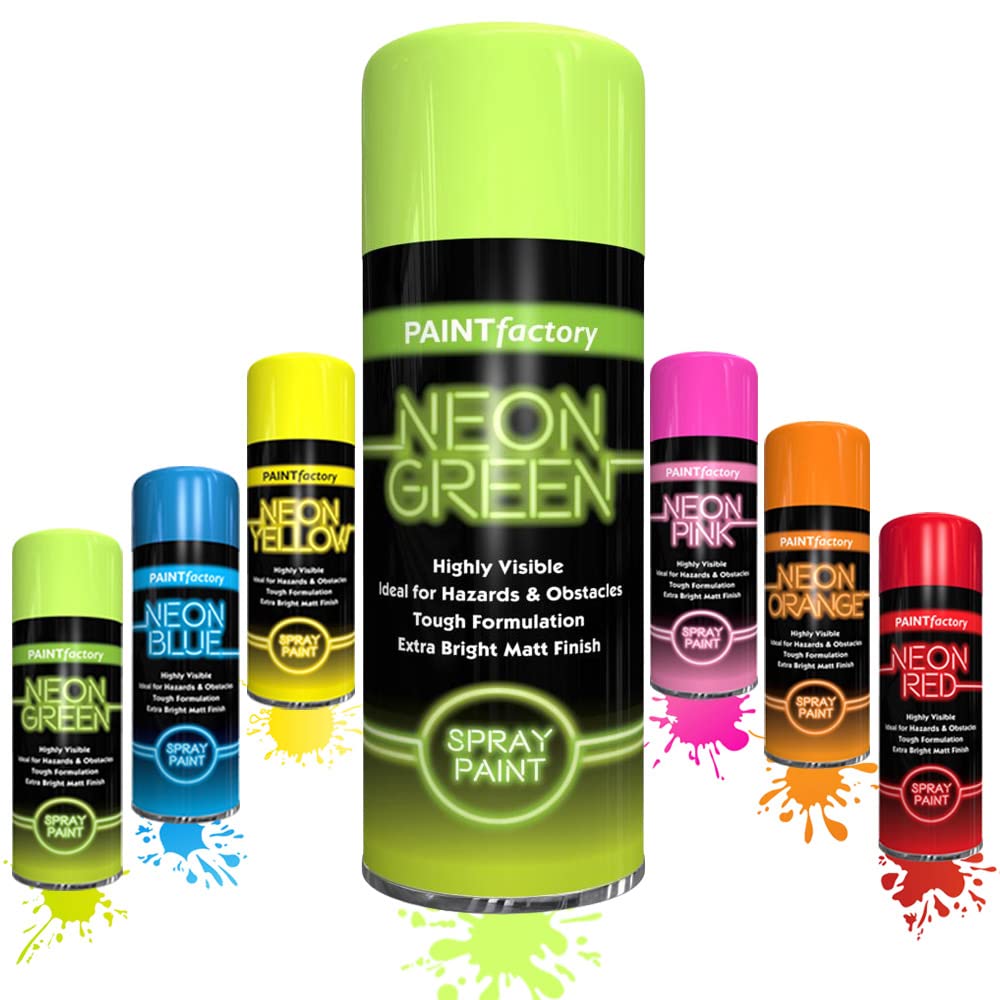 SCHNAZZ 1 x Neon Green Spray Paint 200ml Fluorescent Bright Aerosol Extra Bright Graffiti (Banksey) Paint Assorted Colour
