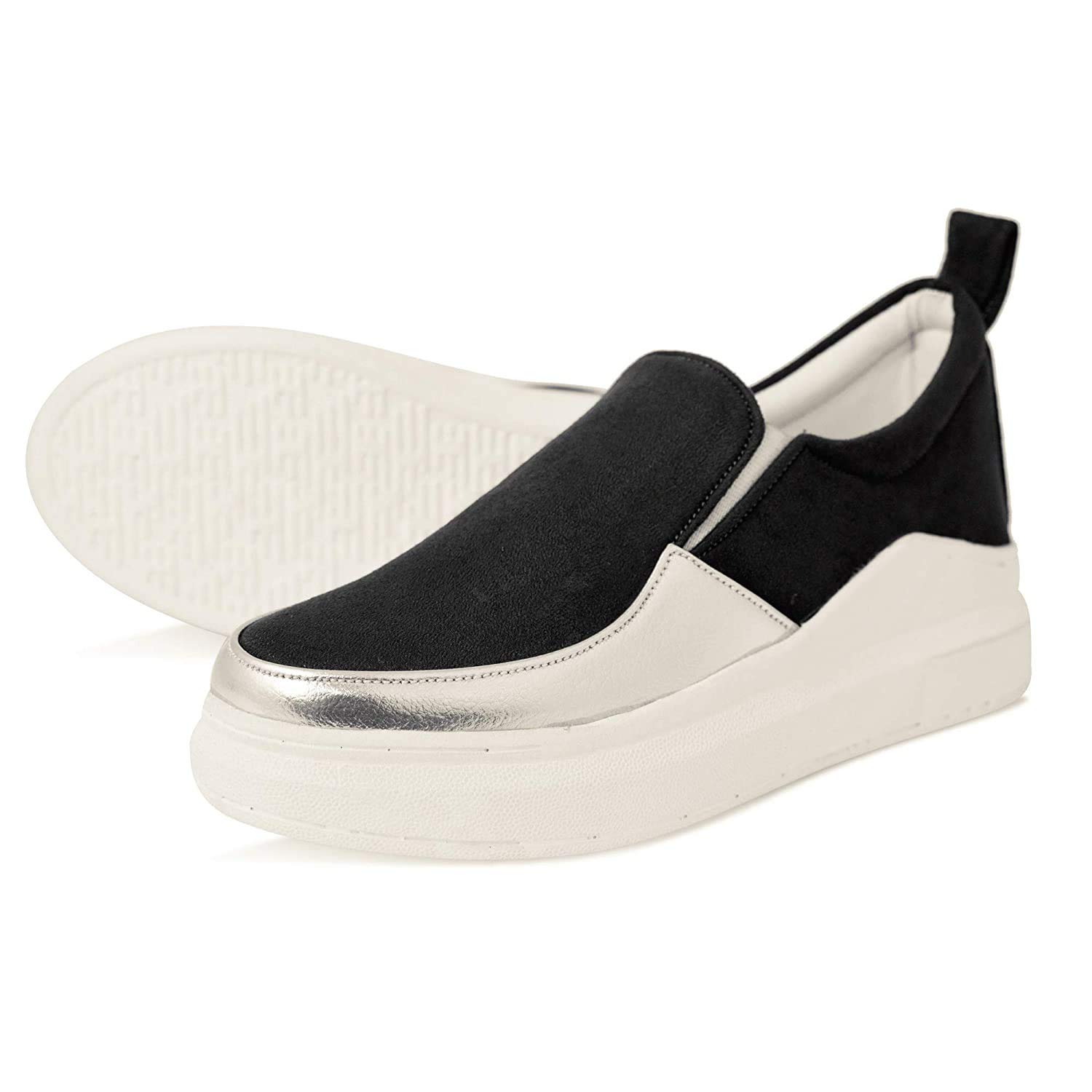 HimQuen Canvas Sneaker Casual Shoe Without Lace Black Color with Silver Strip for Women & Girls Size 6 (B08PP12Z6Z) Amazon Price History, Amazon Price Tracker