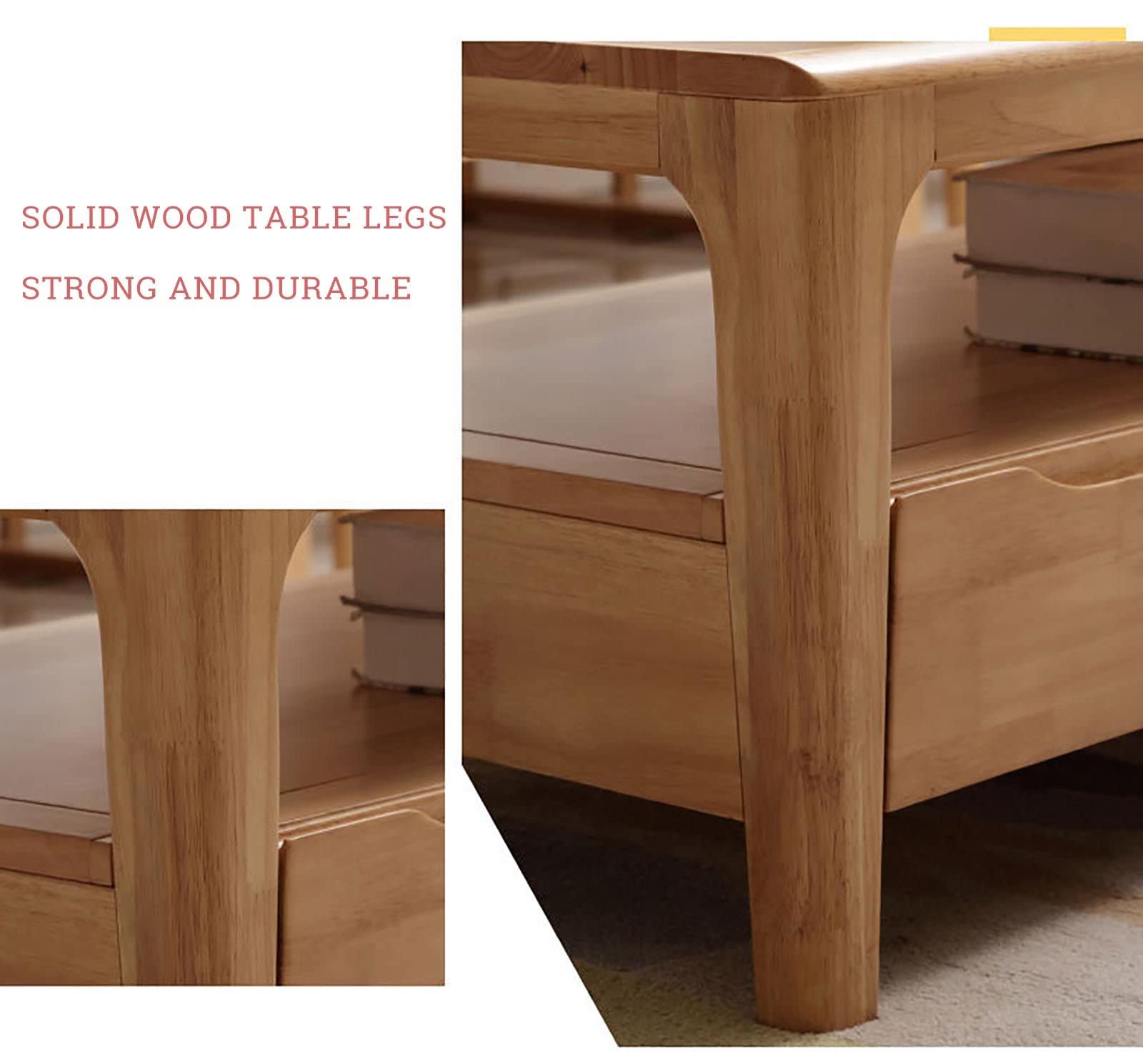 JIANLE Gummibaum-couchtisch, Couchtisch Mit 2 Schubladen Und Regalen,  Interner Schlitzgriff, Massivholzschienen, Geeignet Fr Wohnzimmer, Lounge,  Moderne Haushaltswaren,walnutcolor : Amazon.de: Kche, Haushalt & Wohnen