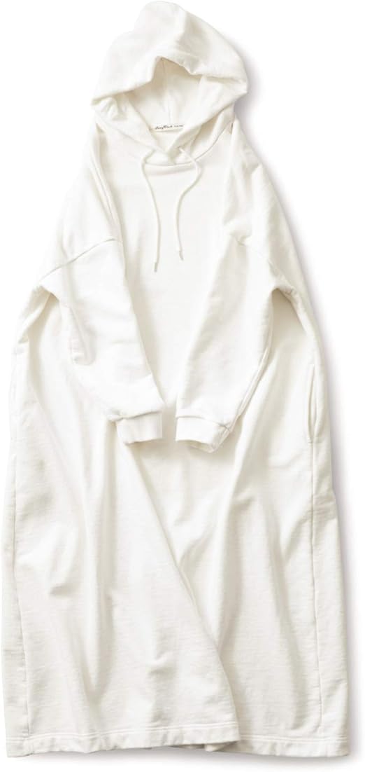 Amazon Co Jp サニークラウズ ぶかっとパーカーワンピ レディース 白 L 身幅65 総丈115cm 服 ファッション小物