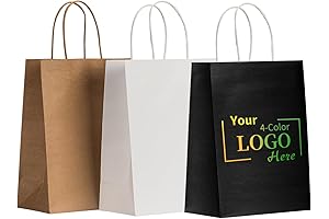 Customized Gift Bags with Logo: RACETOP 50 PCS Medium Personalized Paper Bags