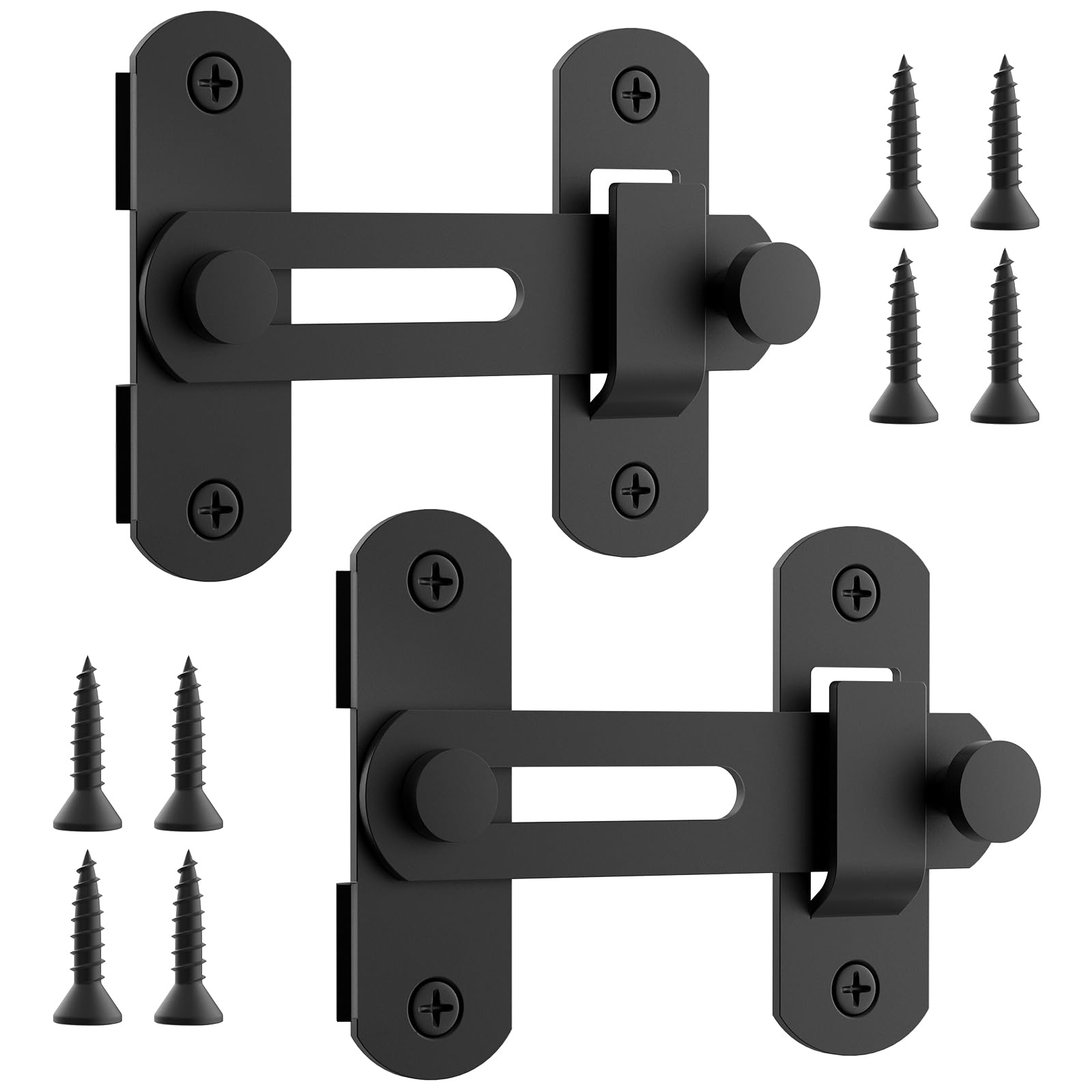 Loquet de porte coulissante 180° en acier noir mat x2