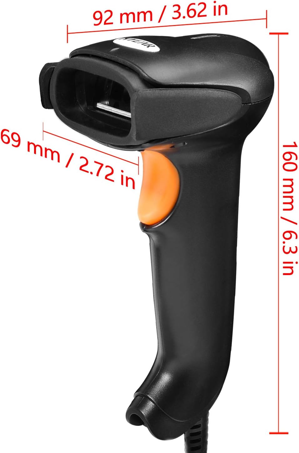Adjustable stand holder for the NYEAR 2D Barcode Scanner, showing its flexible rotation and stable base.