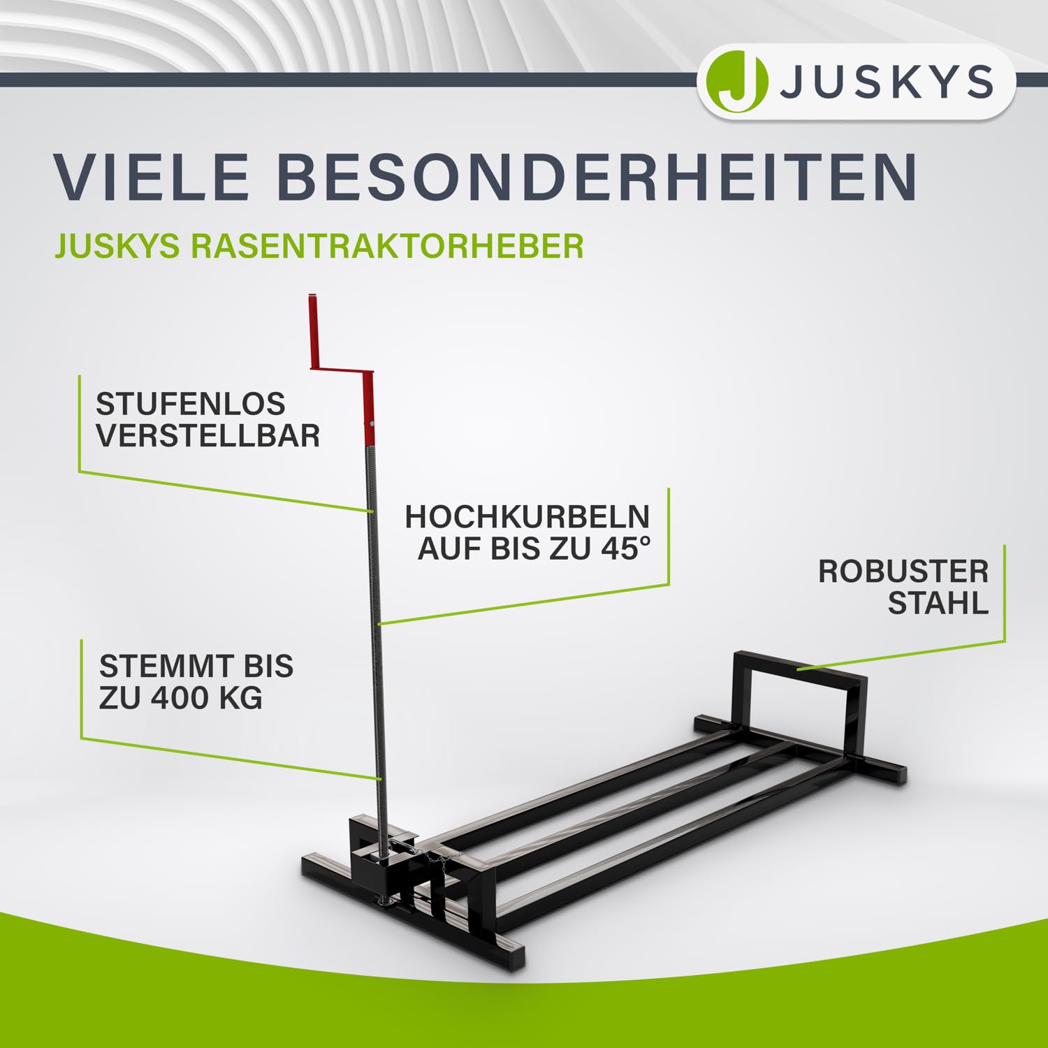 Juskys Rasentraktorheber bis 400 kg 45° Hebebühne für Rasenmäher Aufsitzmäher Schwarz