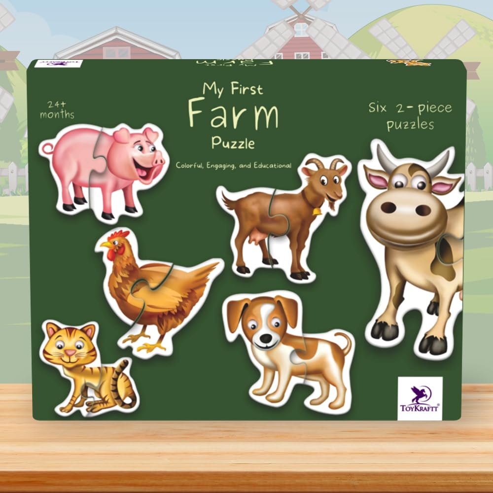 TOYKRAFTT 2 Piece Floor Puzzles for Kids Age of 2 Years Above, Chunky Pieces, Educational Toys for Toddlers, My First Farm Animal Puzzles