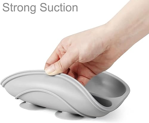 Miniatura 6 de PandaEar Juego de 2 placas de succión divididas de silicona con 2 cucharas  Suministros de destete LED para bebés, utensilios de alimentación para