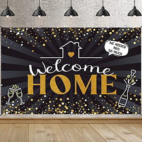 Welcome Home Decorations, Fabric Welcome Home Banner Photography Backdrop, Welcome Home Sign Welcome Home Party Decorations for Lover, Family and Friend Reunion, 70.8 x 43.3 Inch