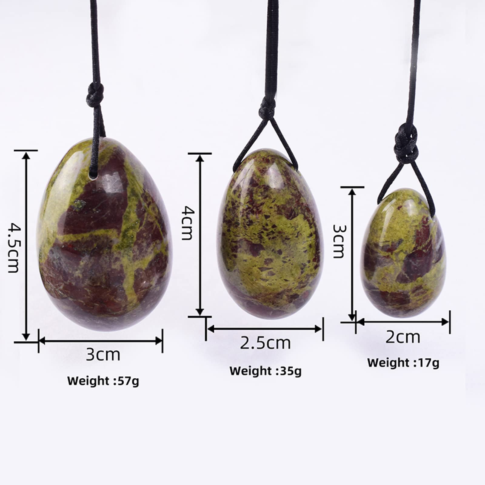 3Pcs / Set 100% naturel Jade Yoni Egg Kegel Exercice, 3 œufs avec boîte