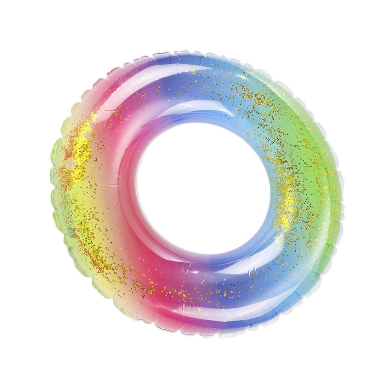 LIOOBO 1Pc Sequin Inflatable Swim Ring Fun Pool Float for Adults for Beach River Pool Parties Easy to Inflate Sparkling Color Changing Effect