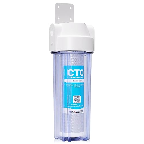 Miniatura 10 de Max Water Filtro de agua para toda la casa de 10 pulgadas para sistema de filtración de agua por ósmosis inversa debajo del fregadero con filtro de