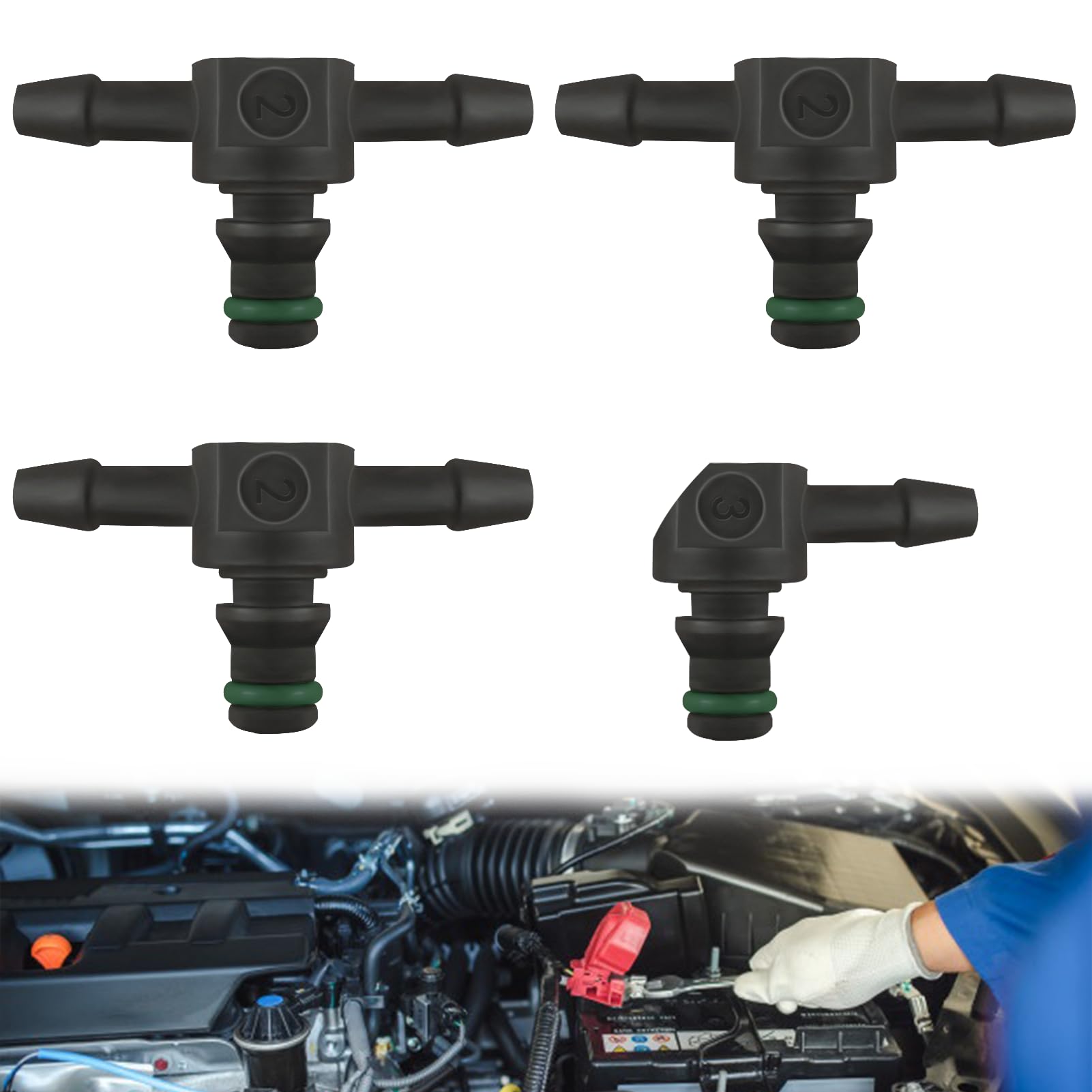 4 Pièces Connecteur Retour Injecteur Gasoil - Raccord 2 Voies Et 3 Voies Pour Common Rail