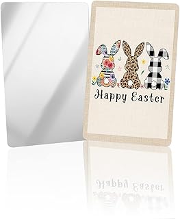 OComster Happy Easter Compact Mirror Bulk 4 Pack Card Mirror, Rustic Buffalo Check Cheetah Bunny Small Compact Mirror for Purse, Rectangular Handheld Pocket Makeup Mirror