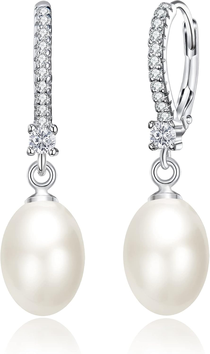 EVER FAITH 925 Sterling Silver Handpicked Pearls Dangle Earrings Wedding Bridal Prom Jewelry for Women Bride