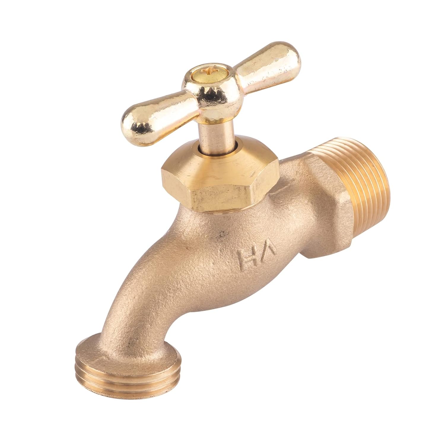 Hausen 3/4-inch MIP x 3/4-inch MHT Brass No-Kink Angled Hose Bibb Valve with Tee Handle Shutoff, 1-Pack
