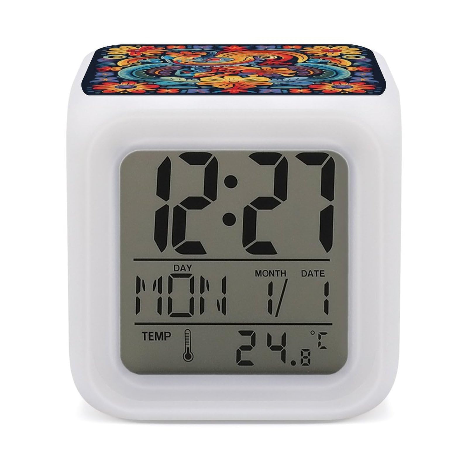 VstaDank Mexican Alarm Clock Alarm Clock with 7 Color Changing Digital Clocks for Bedrooms Sleep Training Clocks with Large Display for Office Kitchen Living Room