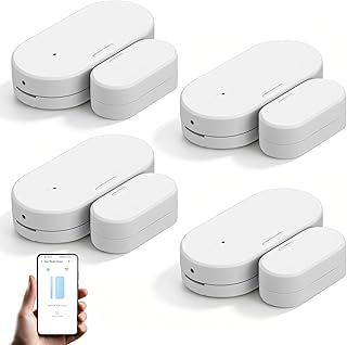 4er Pack Zigbee Tür Fensterkontakt Sensor, Kompatibel mit Alexa Google Home Tuya, Smart Home Türsensor für Alarmanlage, Heizkörperthermostat, Garage, Einfache Klebemontage, Kabellos