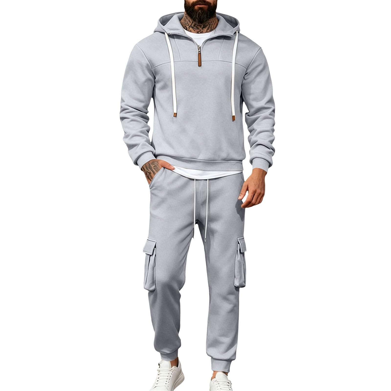 Co Ord - Chándal con media cremallera para hombre, con forro polar