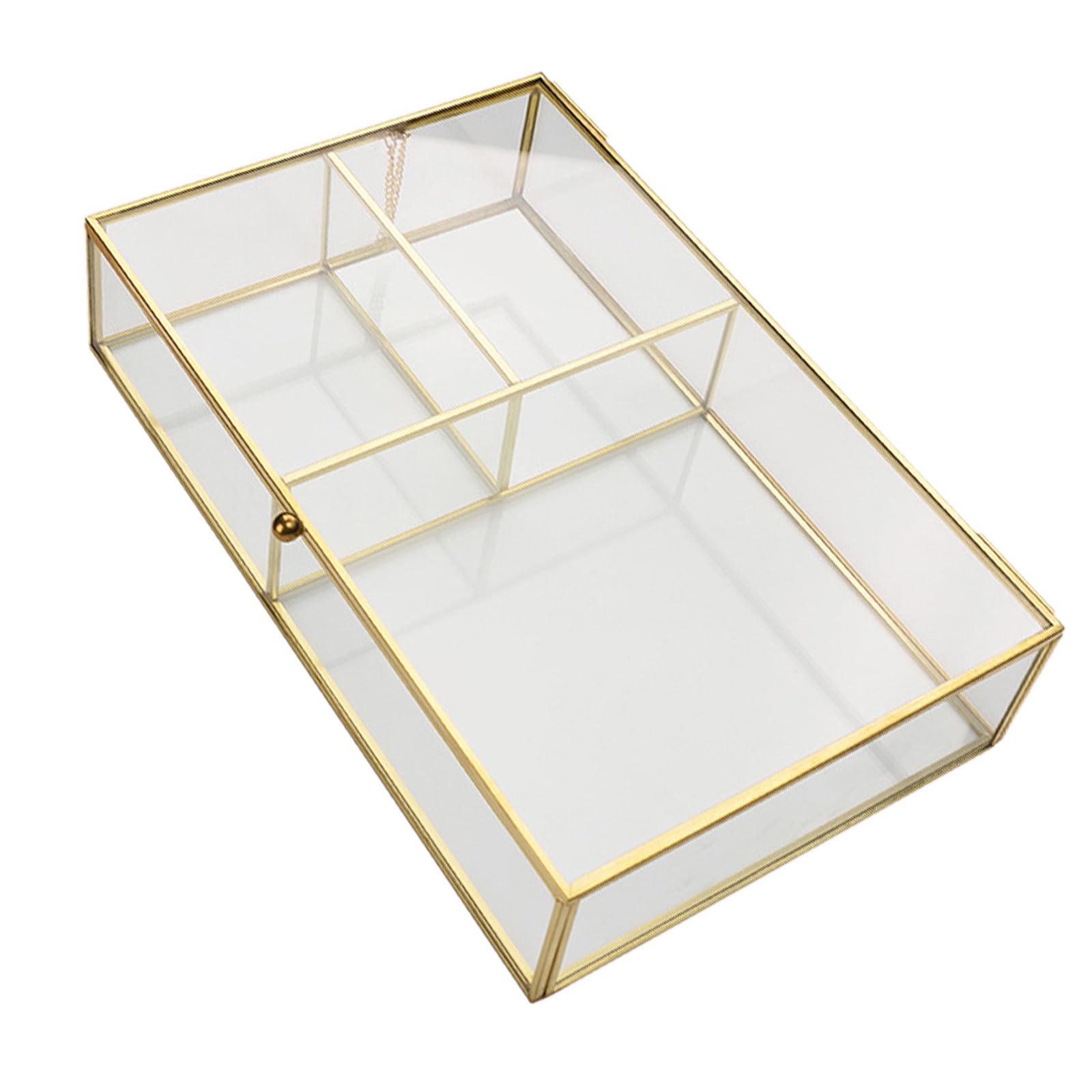 Boîte à bijoux en verre d'exception avec finitions dorées en laiton