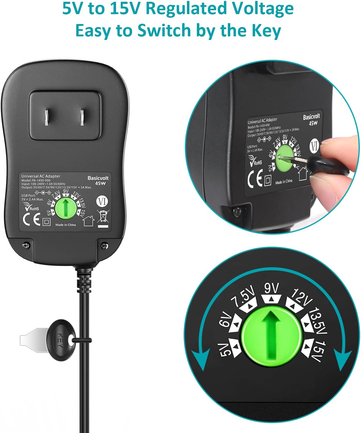 Asukohu Câble Adaptateur Type C Vers Pince 2 Broches 9 V 12 V