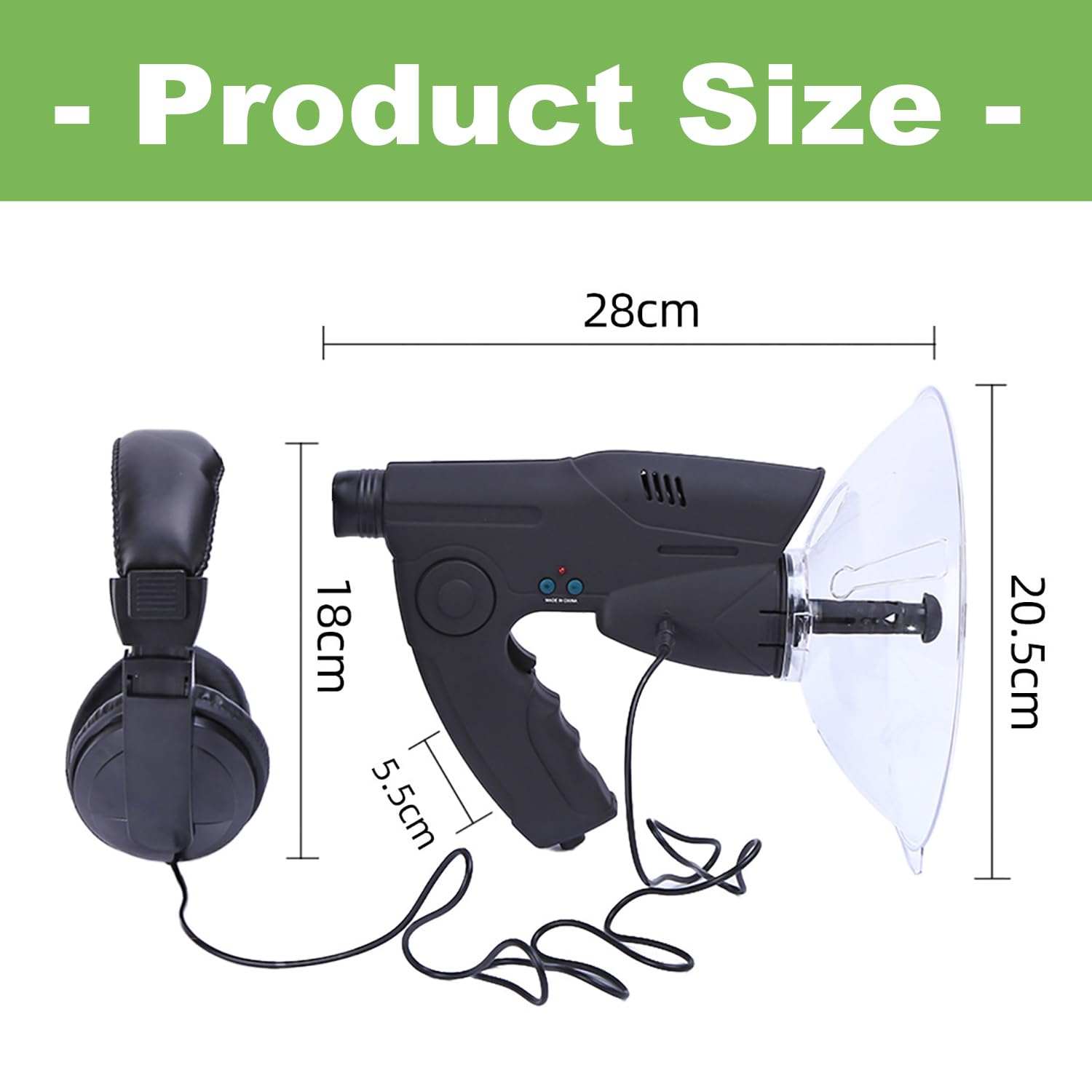 Microphone Directionnel, Appareil d'Écoute Longue Distance, Parabolique Monoculaire 8X, Distance D'Écoute des Oiseaux 8-200 m, pour l'Observation des Oiseaux Observant