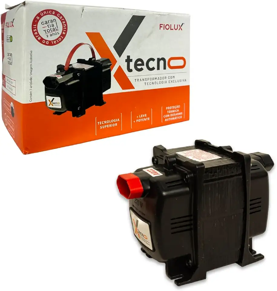 FIOLUX Auto Transformador Tecno 5000VA Bipolar Bivolt 3500W Preto Alta Potência p/Conversão de Tensão 127V 220V - ORIGINAL