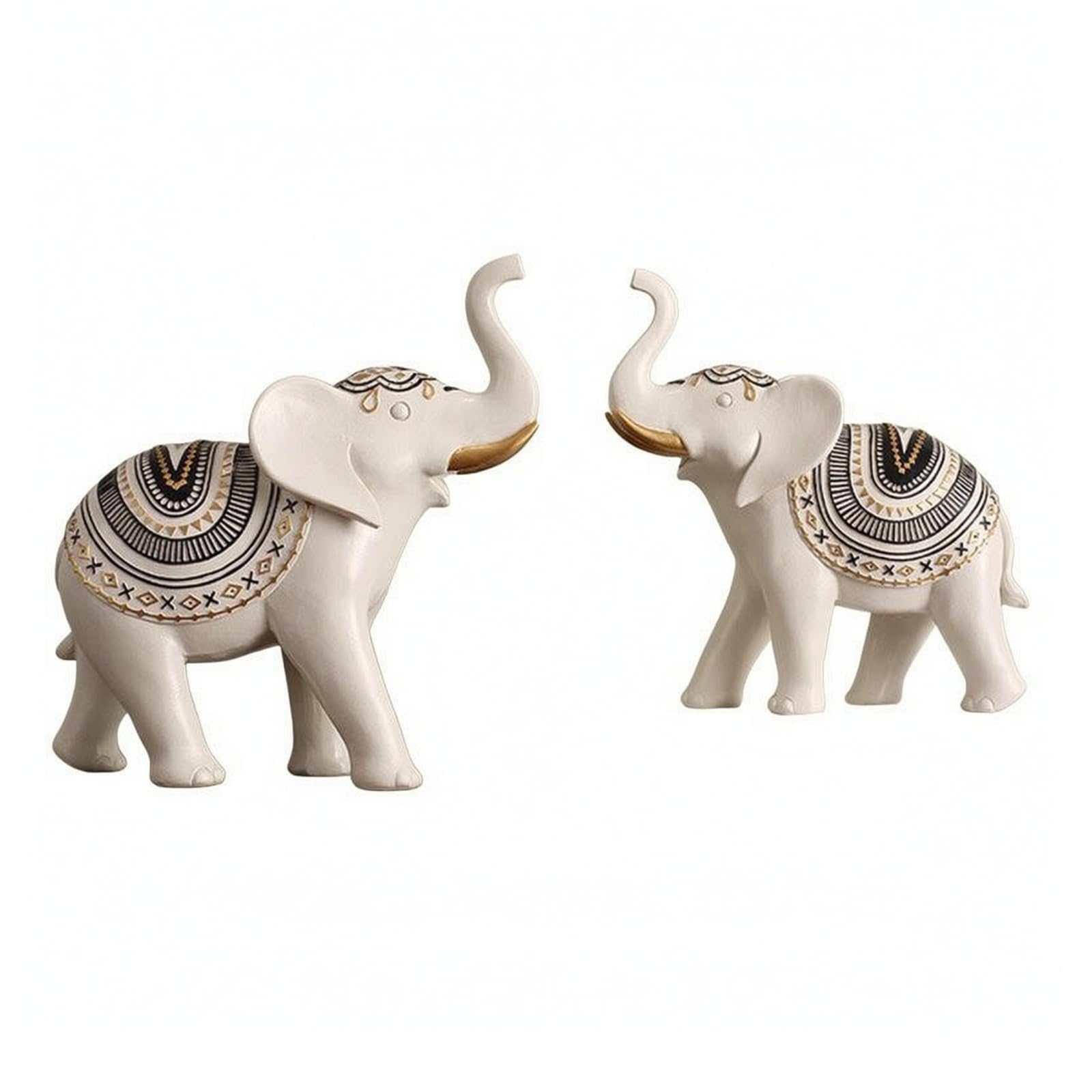 Figurine éléphant en résine harayaa : lot de 2 statues blanches pour salon
