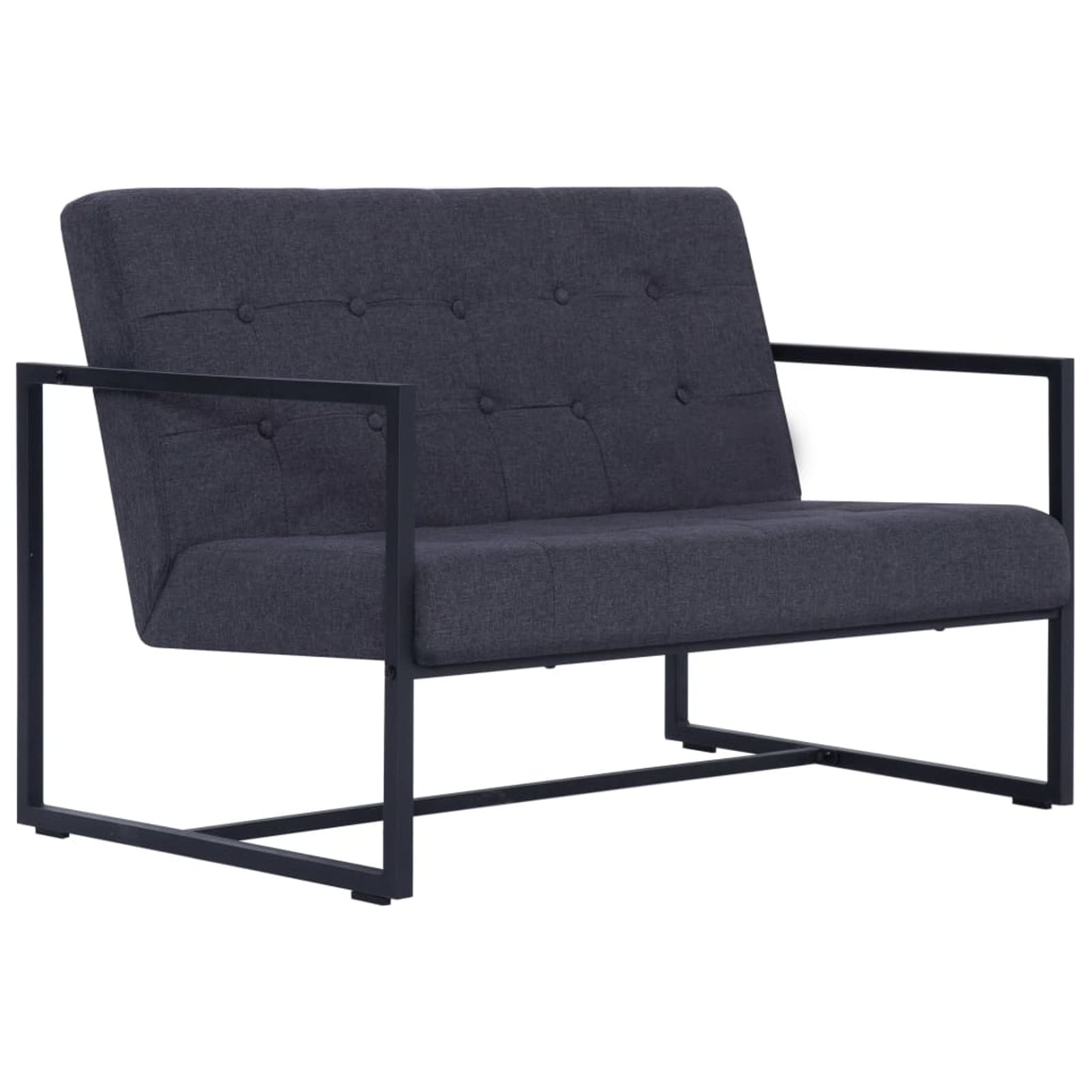 LAPOOH 2-Sitzer-Sofa mit Armlehnen, Couch für Wohnzimmer, für Wohnungen, Loungesofa, Sofas & Couches, Relaxsofa, Dunkelgrau Stahl und Stoff