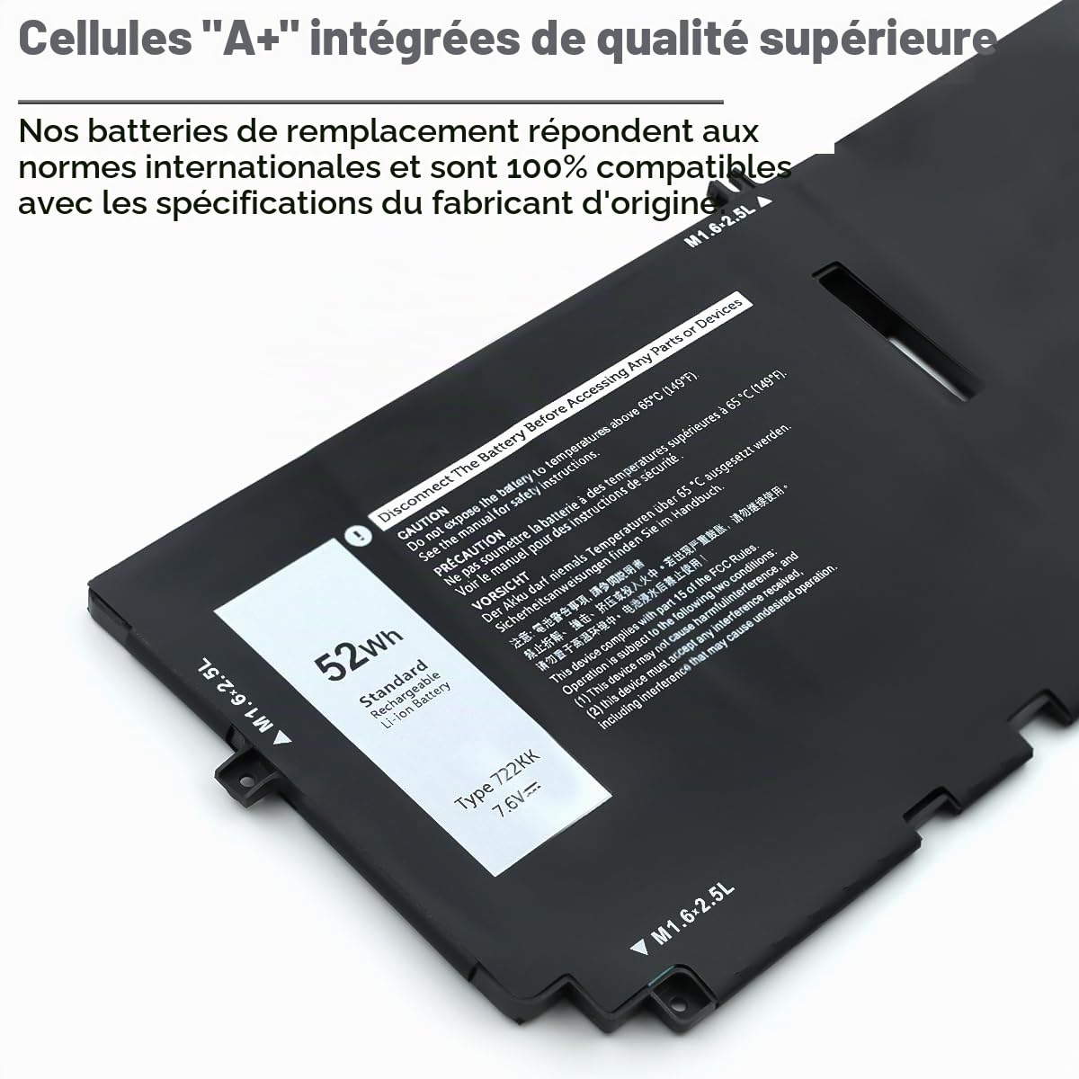 52Wh 722KK Laptop Batterie Para Dell XPS 13 9300(2020) XPS 13 9310(2020) XPS 13 9380(2020) P117G P117G002 P117G001 Série 0WN0N0 WN0N0 02XXFW 2XXFW FP86V 7.6V 6800mAh