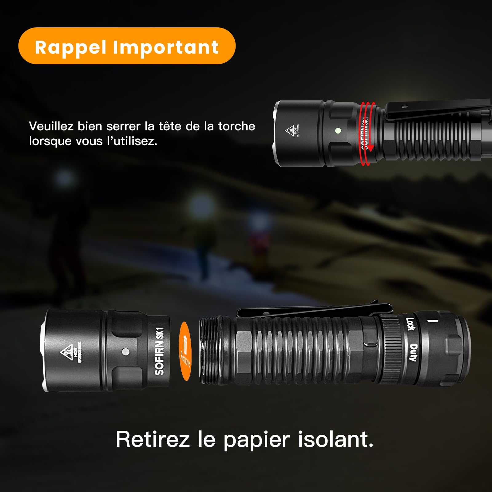 Sofirn SK1 Lampe Torche LED 1300 Lumen 479m Magnetique IPX8 Tactique