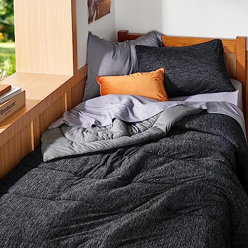 Image of Bedsure Twin /Twin XL Comforter Set - Cooling and Warm Bed Set, Charcoal Black Reversible Bedding for All Season, 2 Pieces, 1 Twin /Twin XL Size Comforter (68 inchx88 inch) and 1 Pillow Case (20 inchx26 inch)